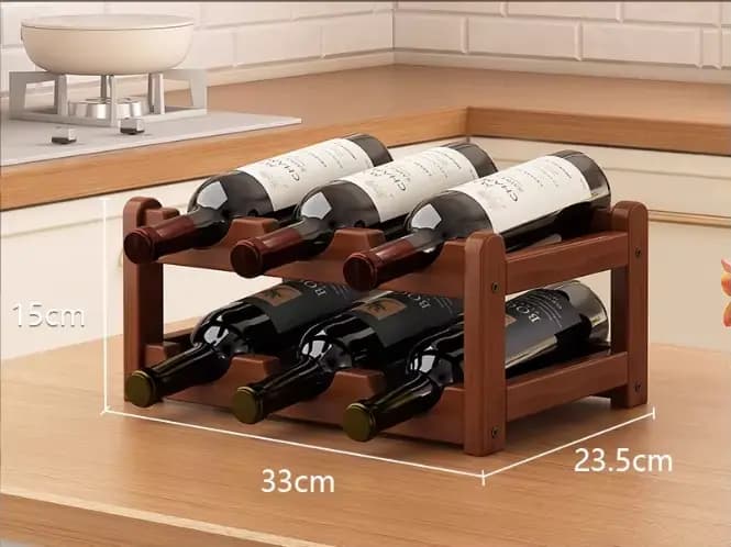 Casier à vin épais et robuste en bois de bambou bordeaux haut de gamme, support de rangement pour la