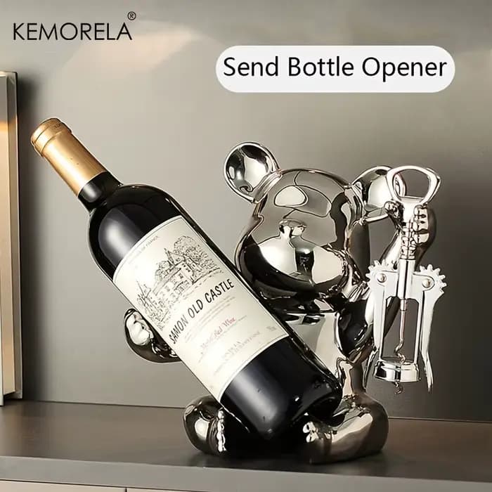Casier à vin créatif avec ouvre-bouteille, ornements de dessin animé en céramique, ornements de mais