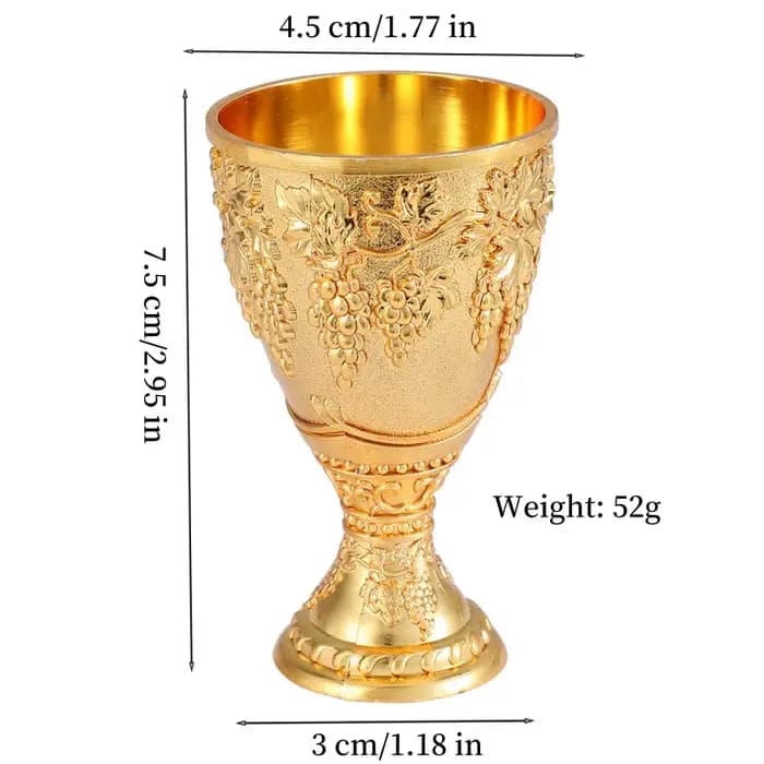 Verre à vin européen, tasse blanche portable vintage en alliage, tasse à vodka mini esprit sculptée,