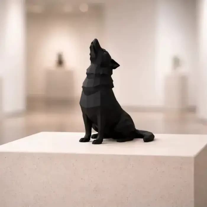 Figurine de loup géométrique en polyrésine