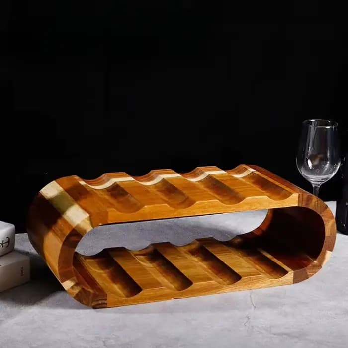 Casier à vin rustique en bois Double couche
