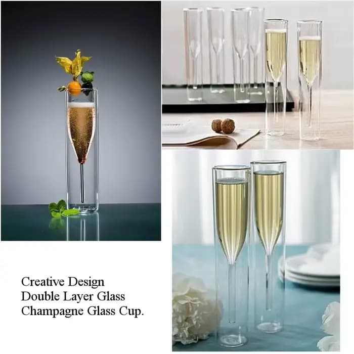 Flûte à Champagne en verre à Double paroi de 150ml
