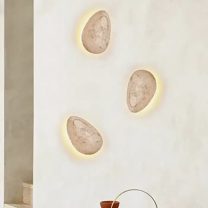 Wine-sabi-Applique Murale LED Créative en Pierre Naturelle Jaune