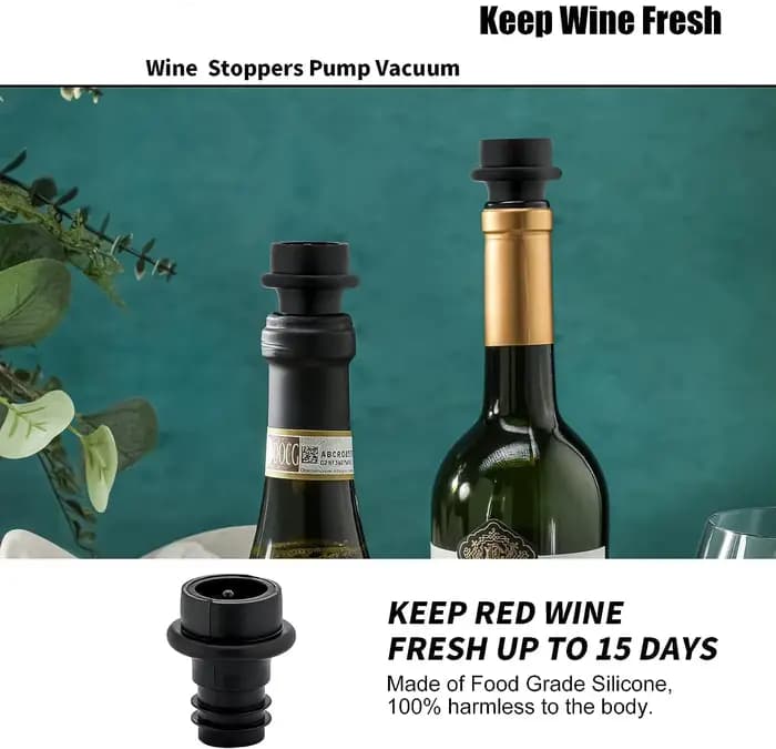 Pompe économiseur de vin avec 4 bouchons sous vide