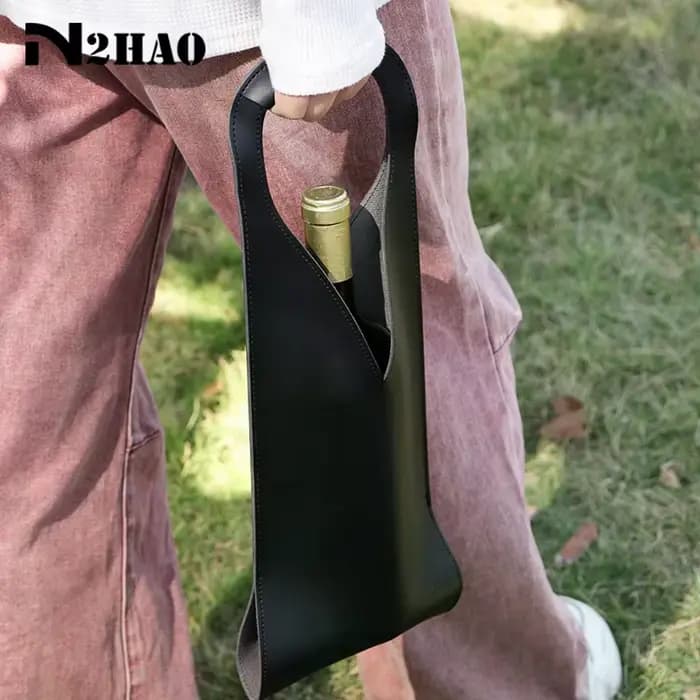 Sac cadeau de vin, porte-fourre-tout de vin en cuir réutilisable