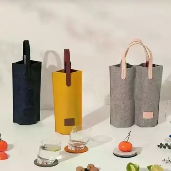 Sac à vin en feutre, bouteille unique