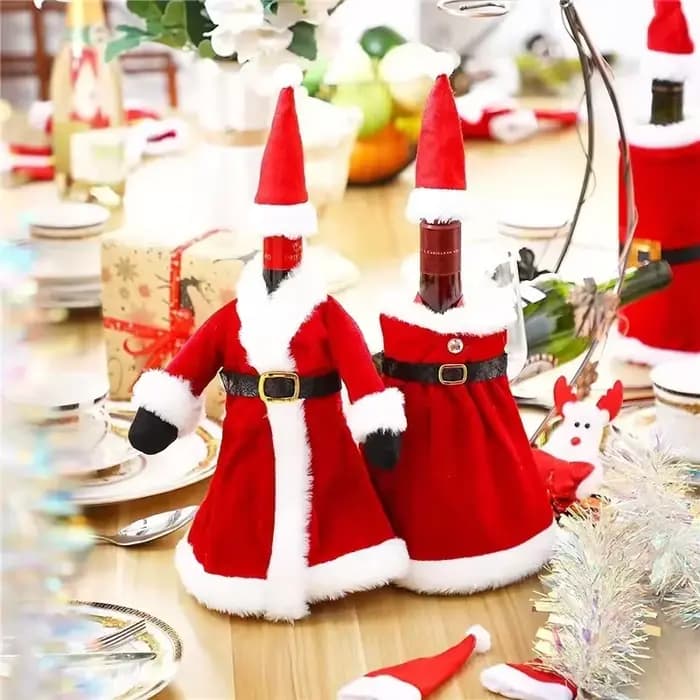 Ensemble de bouteilles de vin de noël créatif