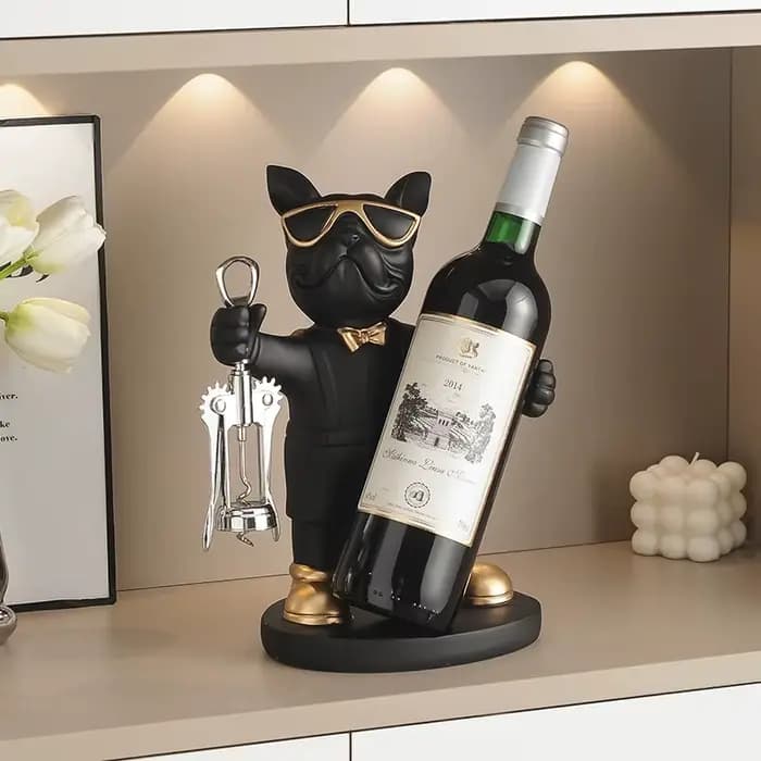 Bouledogue français porte-vin résine supports à vin comptoir support à vin porte-bouteille de vin