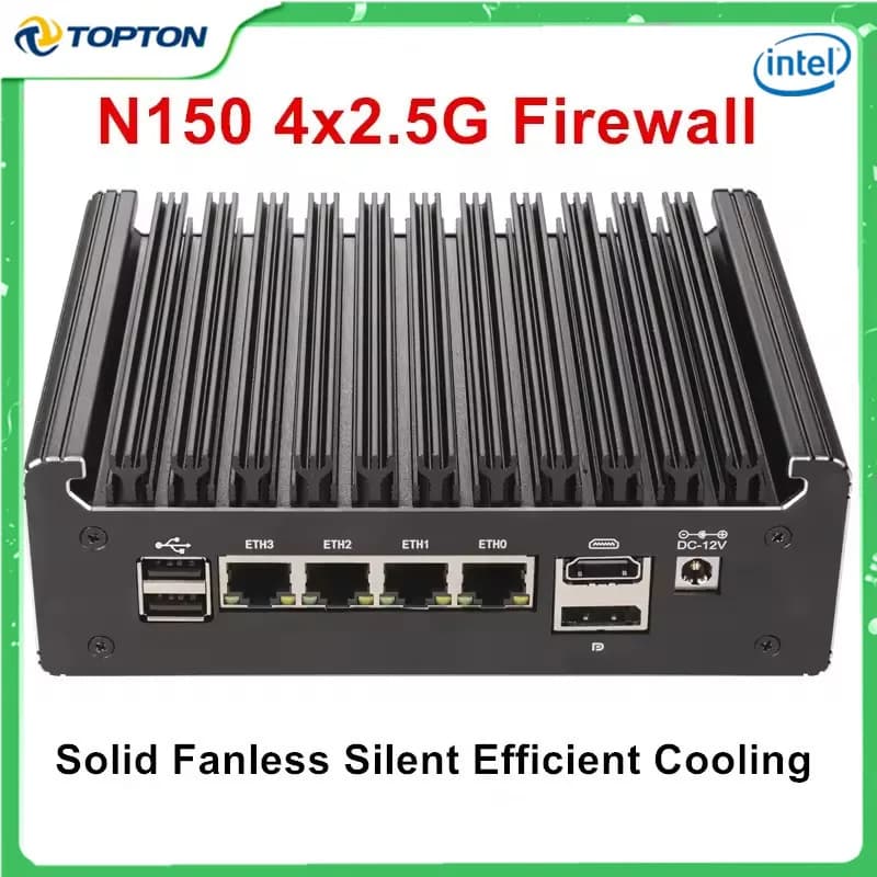 Mini PC pare-feu sans ventilateur Intel N150 N95 Core i5 8250U i3 8145U Pentium 4417U 4x2.5G i226 NI
