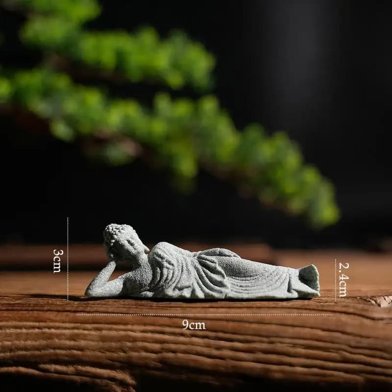 Mini Figurine bouddhiste, décor de bureau, maison Zen, grès vert, ornement thaïlandais, Statue de ja