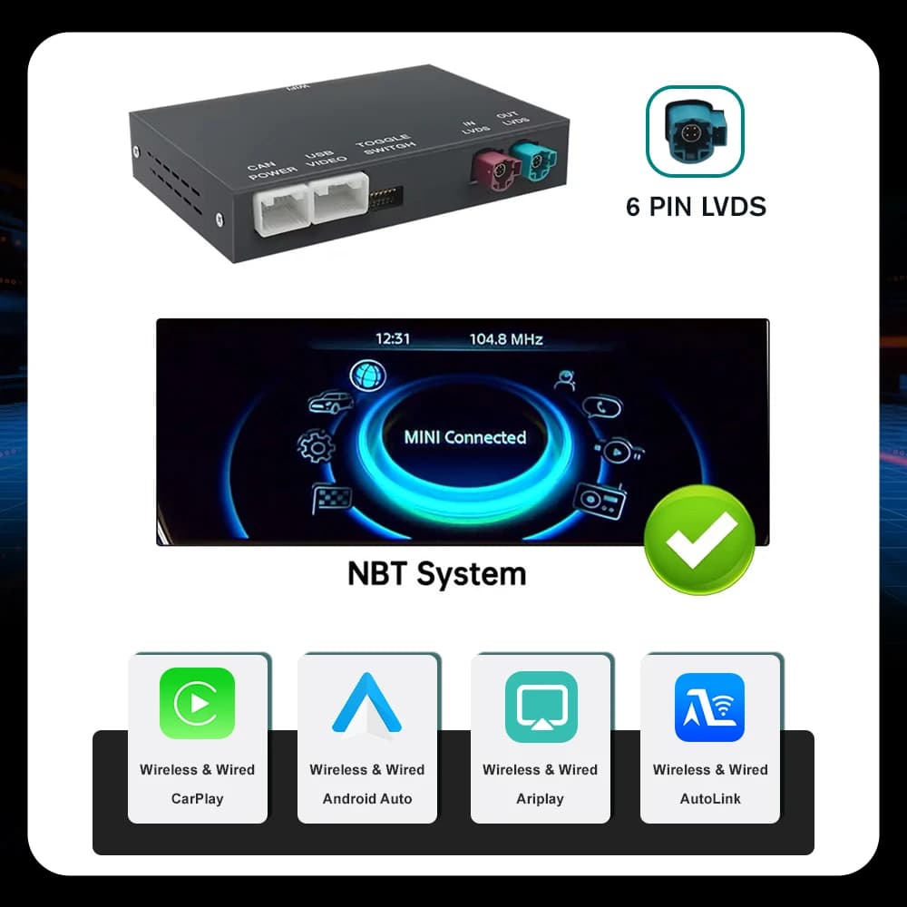 CarPlay sans fil Android Auto pour Mini R55 R56 R57 R58 R59 R60 R61 F54 F55 Clubman Countryman Hardt
