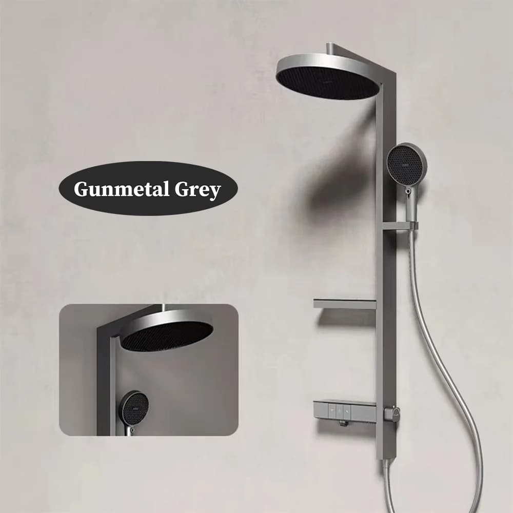 Ensemble de robinets de douche de salle de bains de luxe modernes, avec support de rangement, systèm