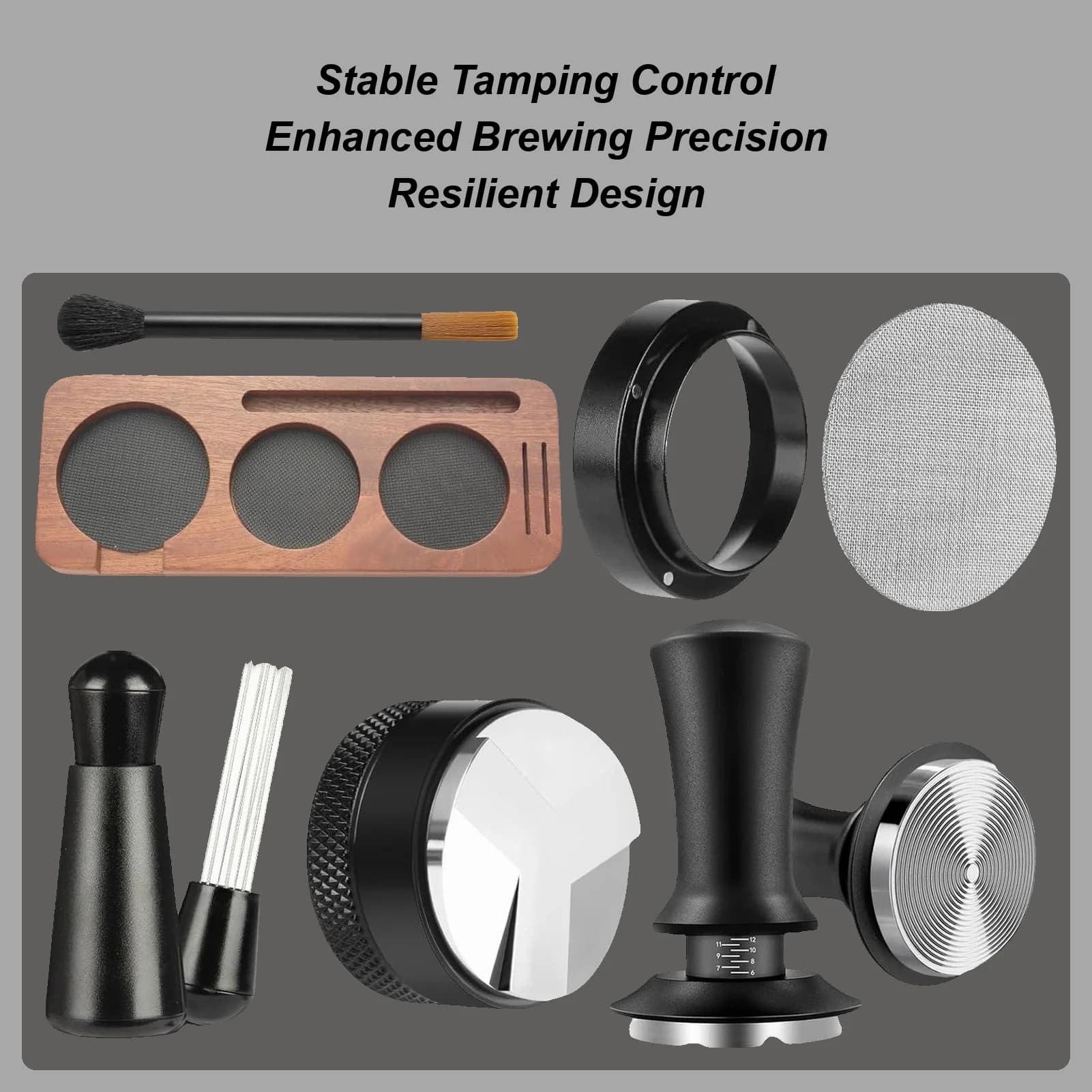 Kit d'accessoires pour expresso 7 pièces, kit barista 51 mm, presse à café portable, gadget, kit de