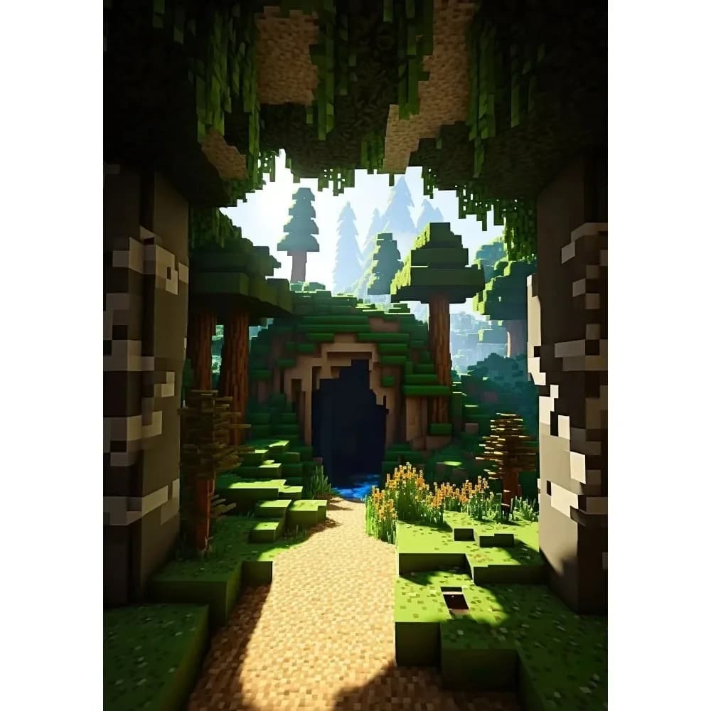 Peinture sur toile Mine Game Pixel Craft Paysage, Art mural moderne pour Salon et Salle de jeux, Déc