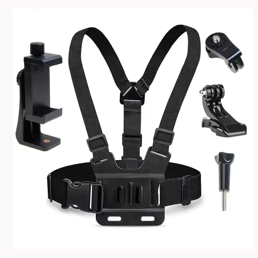 Support de téléphone réglable avec sangle de poitrine, fixation rapide pour appareil photo de sport,