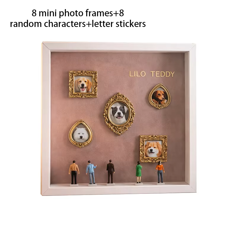 Mini-musée en Bois avec Silhouettes et Figurines Miniatures – Cadre Photo Boîte à Ombre – Cadeau Com