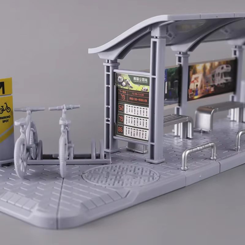Modèle de plateforme de bus miniature à assembler, blocs de construction en plastique, jouets pour s