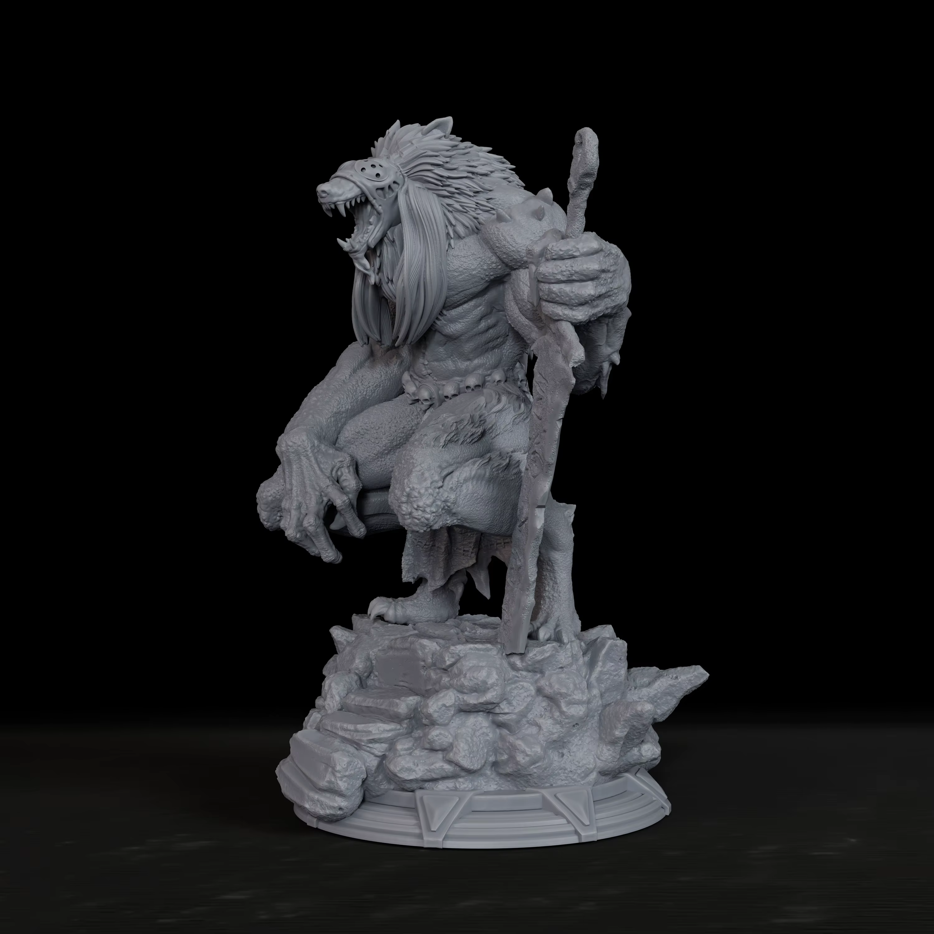 Miniature de loup-garou géant pour RPG - Modèle de fantasy sombre pour jeux de rôle sur table, avent