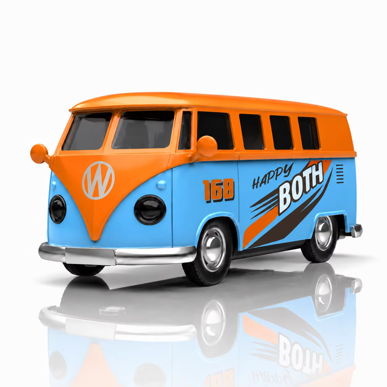 Modèle de bus en alliage MQUDUO 1:36 orange et bleu, réplique de mini-fourgonnette à rétrofriction a