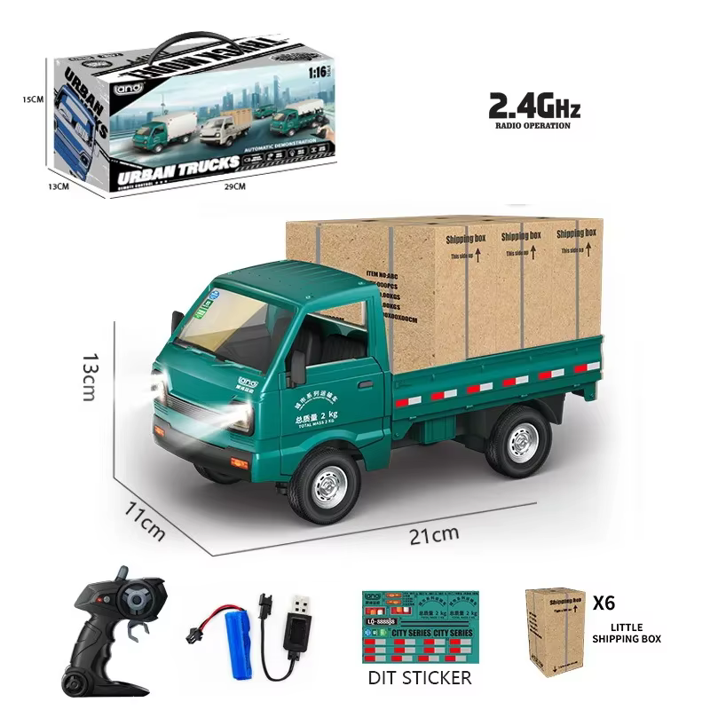 1/16 camion Van télécommandé 2.4G 5CH Mini camions de Transport simulés enfants jouet RC camion de c