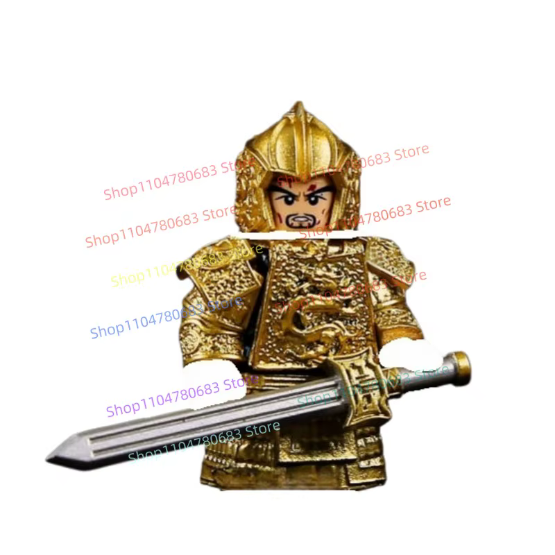 Mini figurine MOC, accessoires d'armure de soldat médiéval doré, modèle de construction, jouet ornem