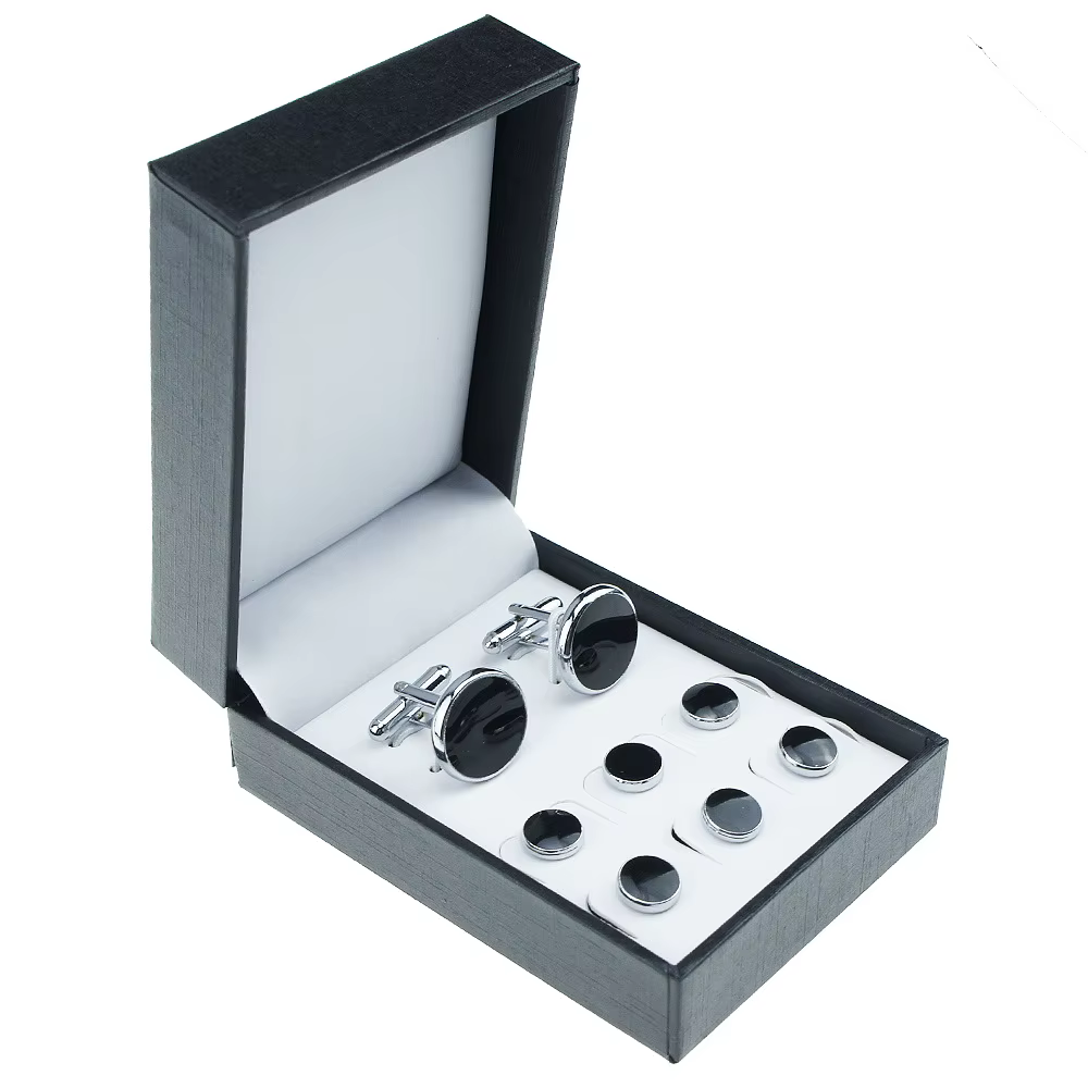 Ensemble de boutons de manchette de luxe pour hommes, ensemble de 8 pièces, clous de smoking Premium
