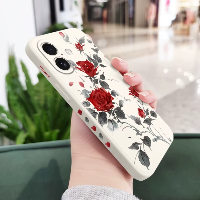 Coque de téléphone Rose gracieuse, étui en Silicone pour iPhone 17 17 Air 16 15 14 13 12 11 X XR XS 