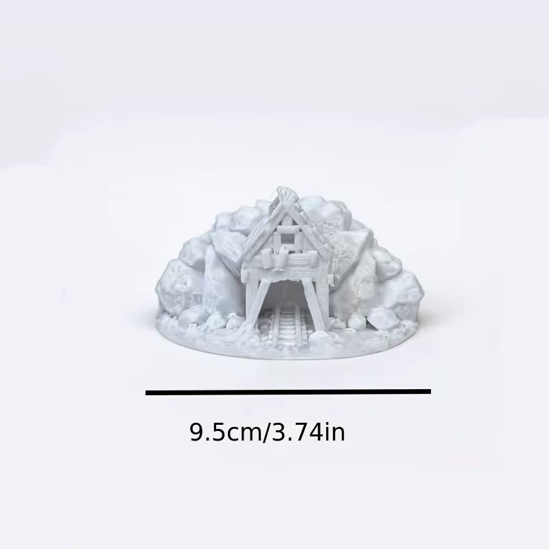 Terrain de mine détruite imprimé en 3D, entrées de mine en ruine, décorations de terrain de jeu de g