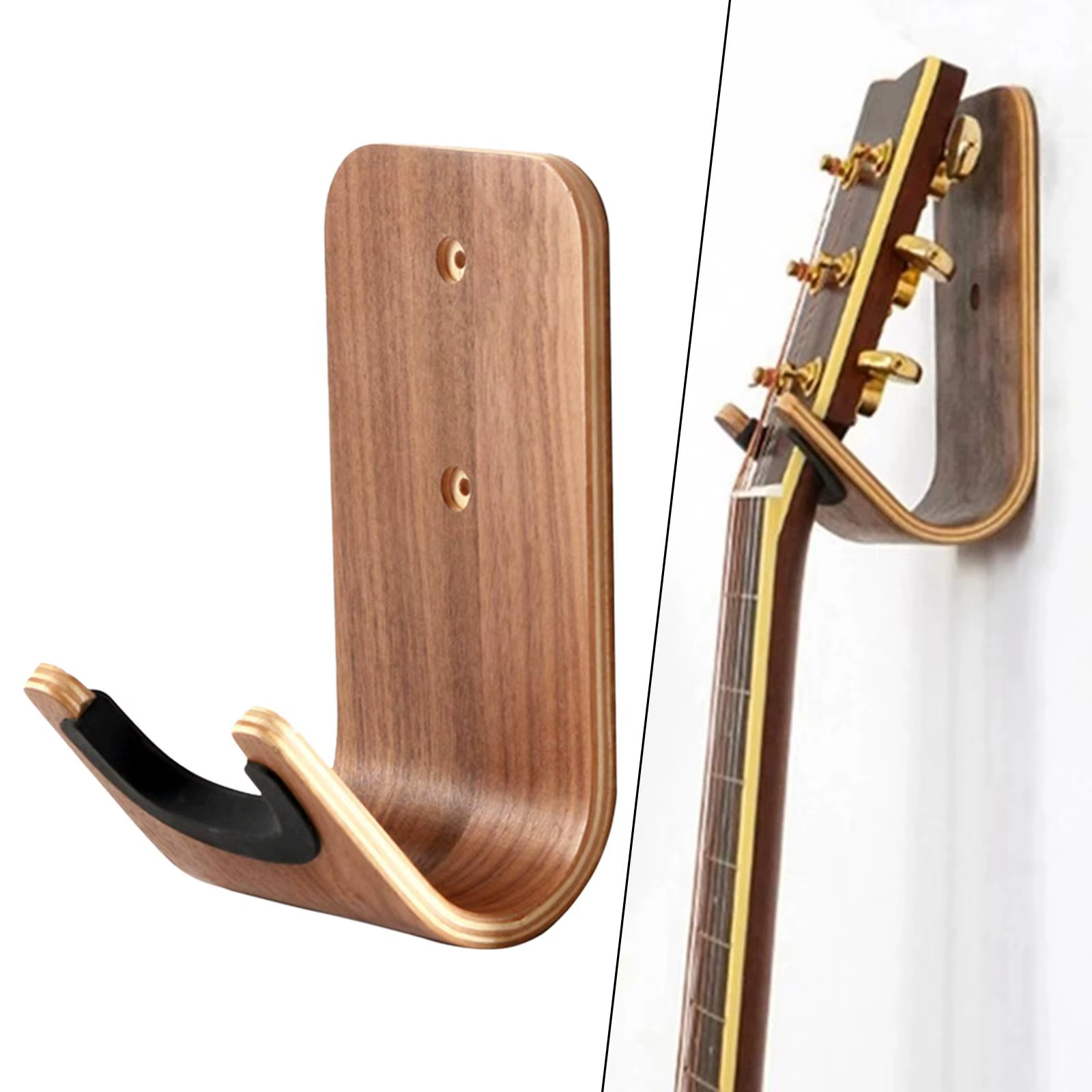 Elegant Wooden Wall Hook Organizer for Musical Instruments - Simple Setup, No
