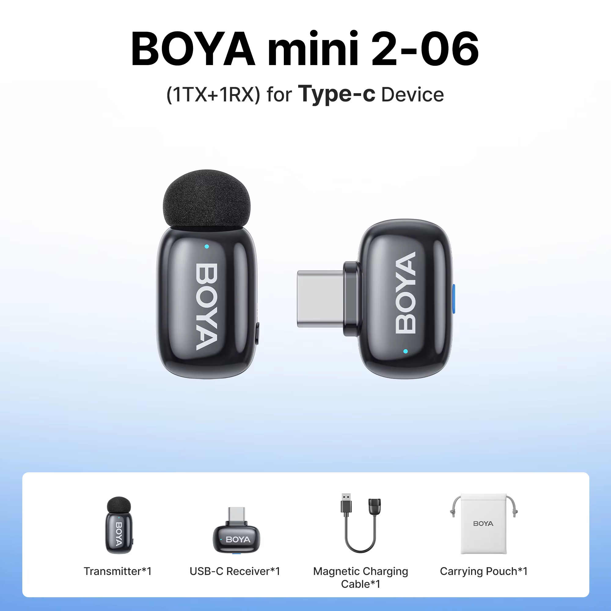 BOYA Mini 2 sans fil Lavalier revers Mini Microphone réduction du bruit pour iPhone 6-17 USB-C Andro