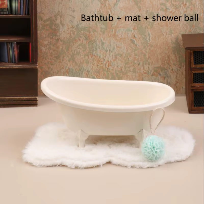 Modèle de meubles de salle de bain pour maison de poupée 1/12 : baignoire, toilettes, lavabo, armoir