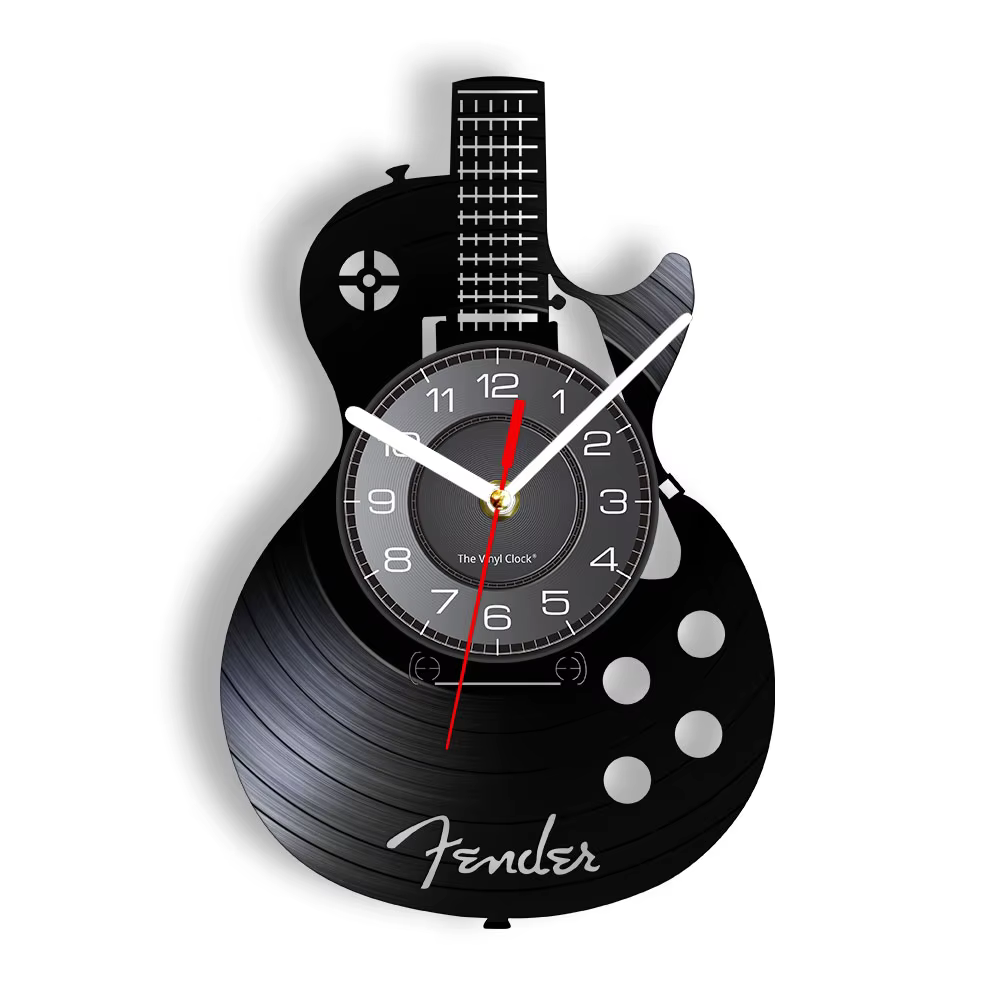 Horloge murale en forme de guitare acoustique, décoration murale pour la maison, instrument de musiq