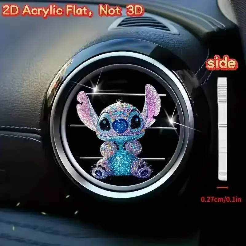 Accessoires de voiture plats en acrylique, dessin animé Disney Stitch, poupée de sortie d'air intéri