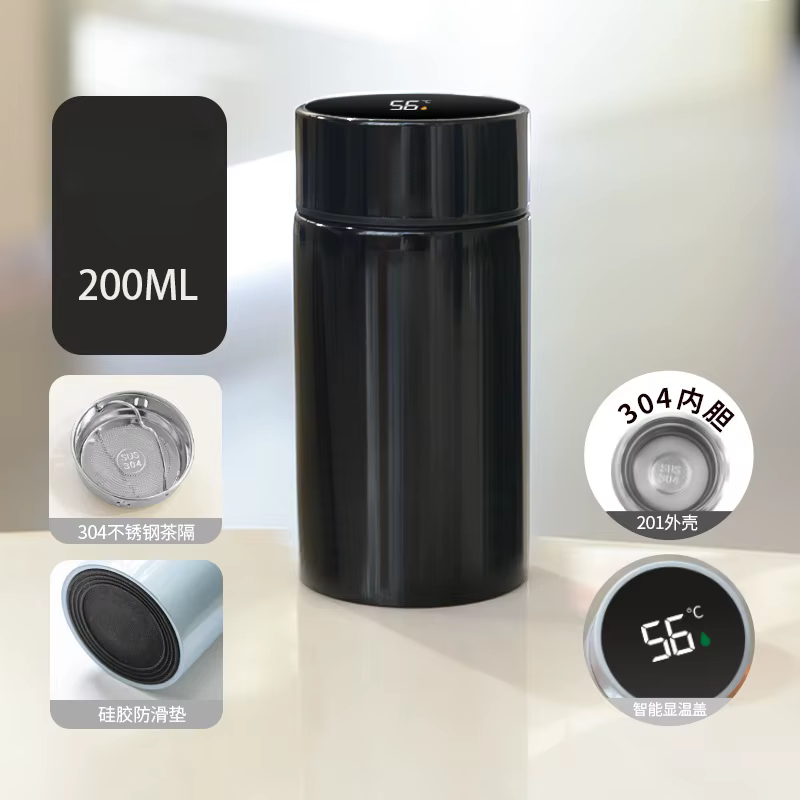 Mini Thermos de poche intelligent, bouteille d'eau avec affichage de la température de 200ml, flacon