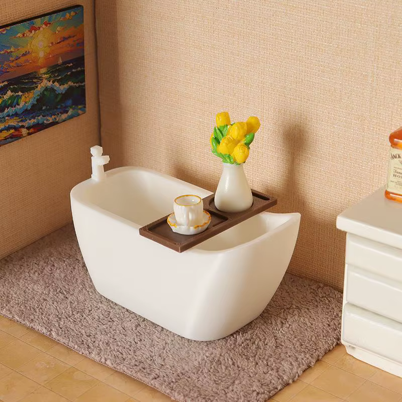 Baignoire de Simulation Miniature pour maison de poupée, avec plateau, modèle de maison de poupée, m