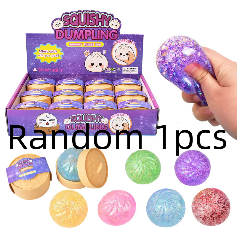 *2027！ | Mini Squishy Pâtonnettes Pailletées avec Boîte – Jouet Sensoriel Anti-Stress Couleurs Aléat