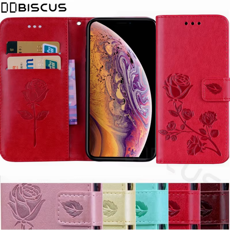 3D Rose fleur étui en cuir pour iPhone 11 Pro X XS 12 Mini XR téléphone pour iPhone 7 8 6 6S Plus 5 5S SE 2020 portefeuille en TPU Funda Capa