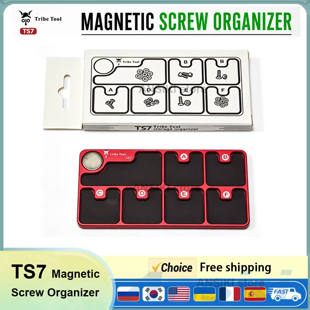 Organisateur de vis magnétique TS7 en alliage d'aluminium, plateau de rangement magnétique ultra-fin pour la réparation de téléphones, ordinateurs portables et électronique, bricolage