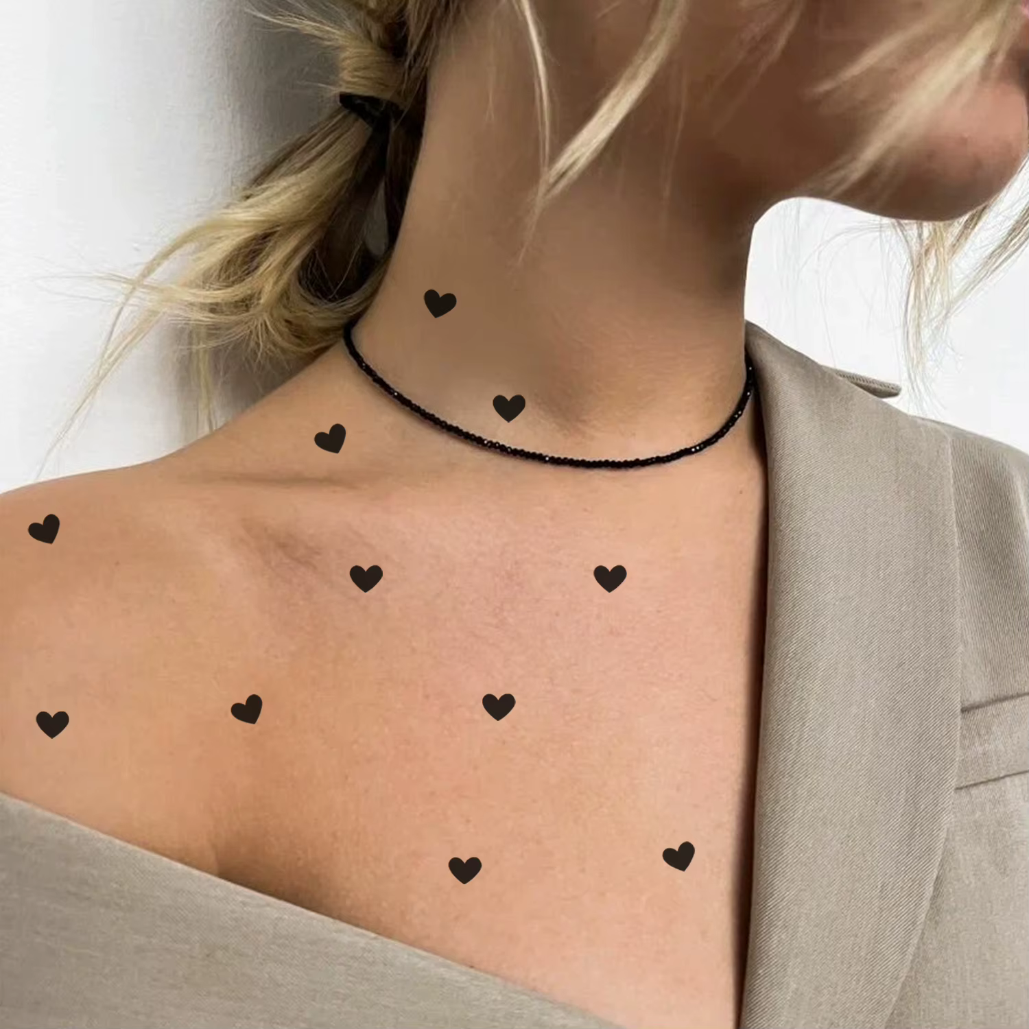 Tatouages temporaires DIY en forme de petit cœur, tailles variées, mini-cœurs minimalistes, longue durée, imperméables