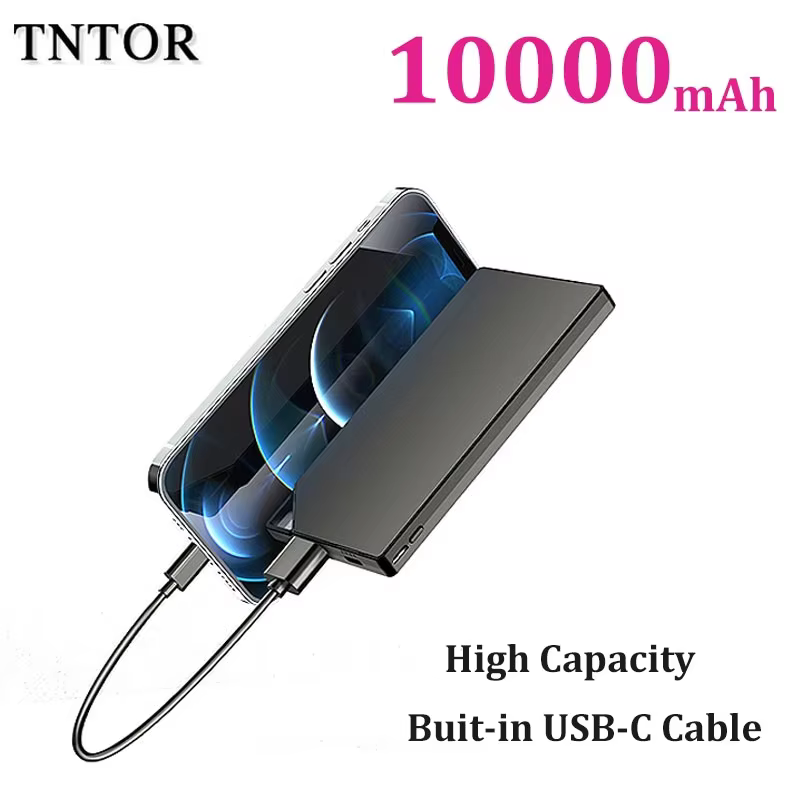 TNTOR-Mini batterie portable, grande capacité 10000mAh, 8mm, ultra-mince, de rechange, pour iPhone 15, Xiaomi, Huawei, Samsung