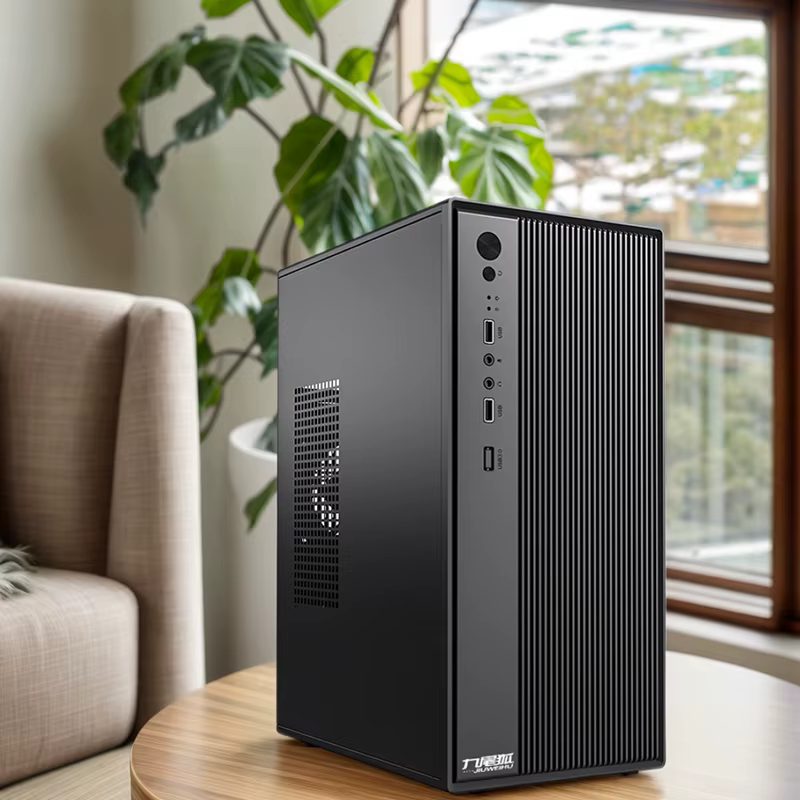 Mini boîtier d'ordinateur de bureau pour carte mère Micro-ATX/ITX, longueur de carte graphique GPU de 250mm, ventilateurs de refroidissement à air de 8cm, SSD + HDD.