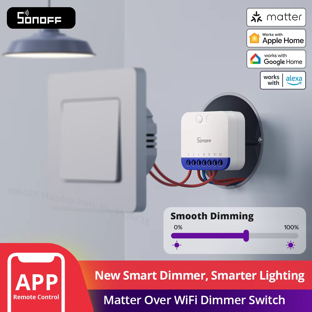 SONOFF MINI-DIM MINI extrême matière sur WiFi variateur large compatibilité d'éclairage compatible avec Google Apple Home Alexa
