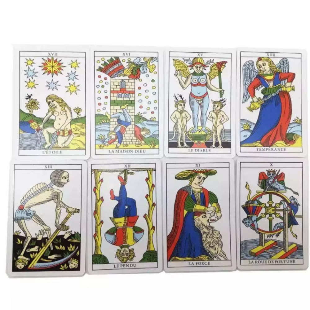 Jeu de cartes Tarot de Marseille, Mini taille 9x6cm, 78 pièces, jeu de fête, prophétie révélatrice de Fortune, cartes Oracle