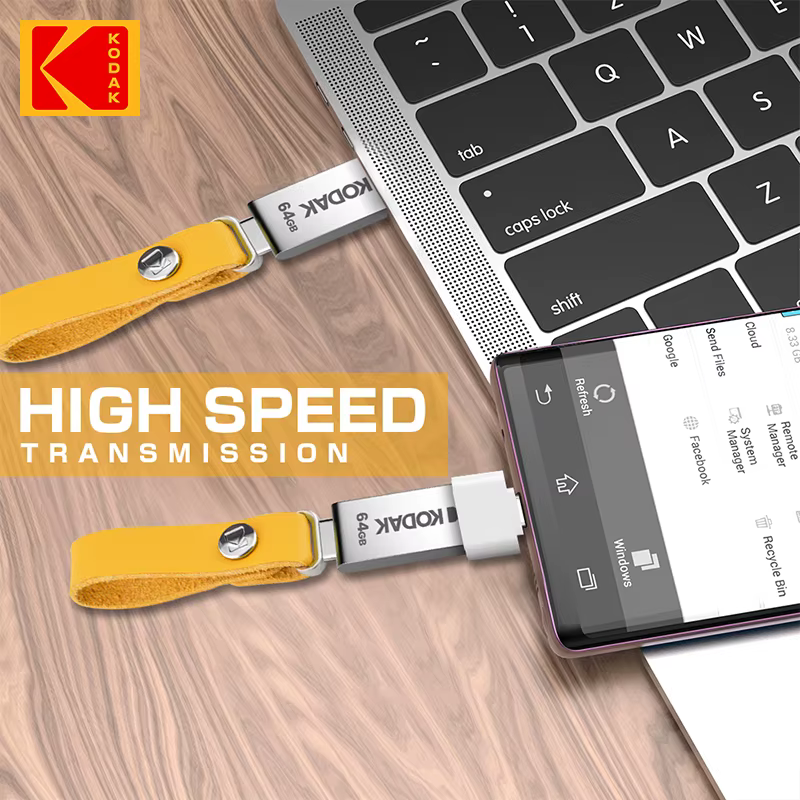 Clés USB KODAK Mini Metal 32 Go 64 Go 100 % originales avec cordon OTG pour clés, lecteur USB 2.0, clé USB pour adaptateur Type-C
