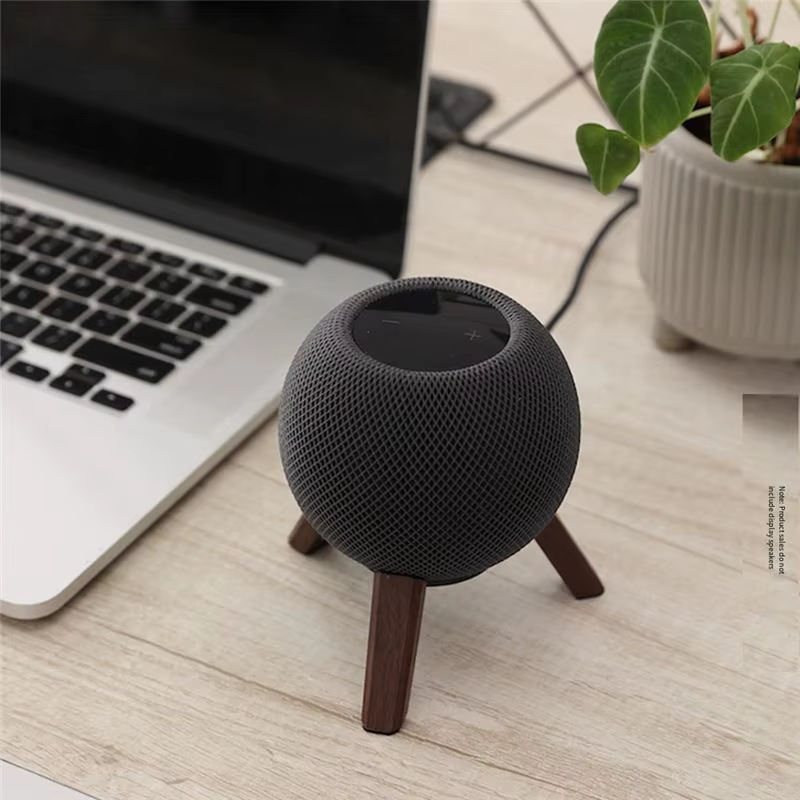 Support en bois véritable YOC pour HomePod Mini, support en bois avec cadre métallique, trépied pour enceinte HomePod Mini.