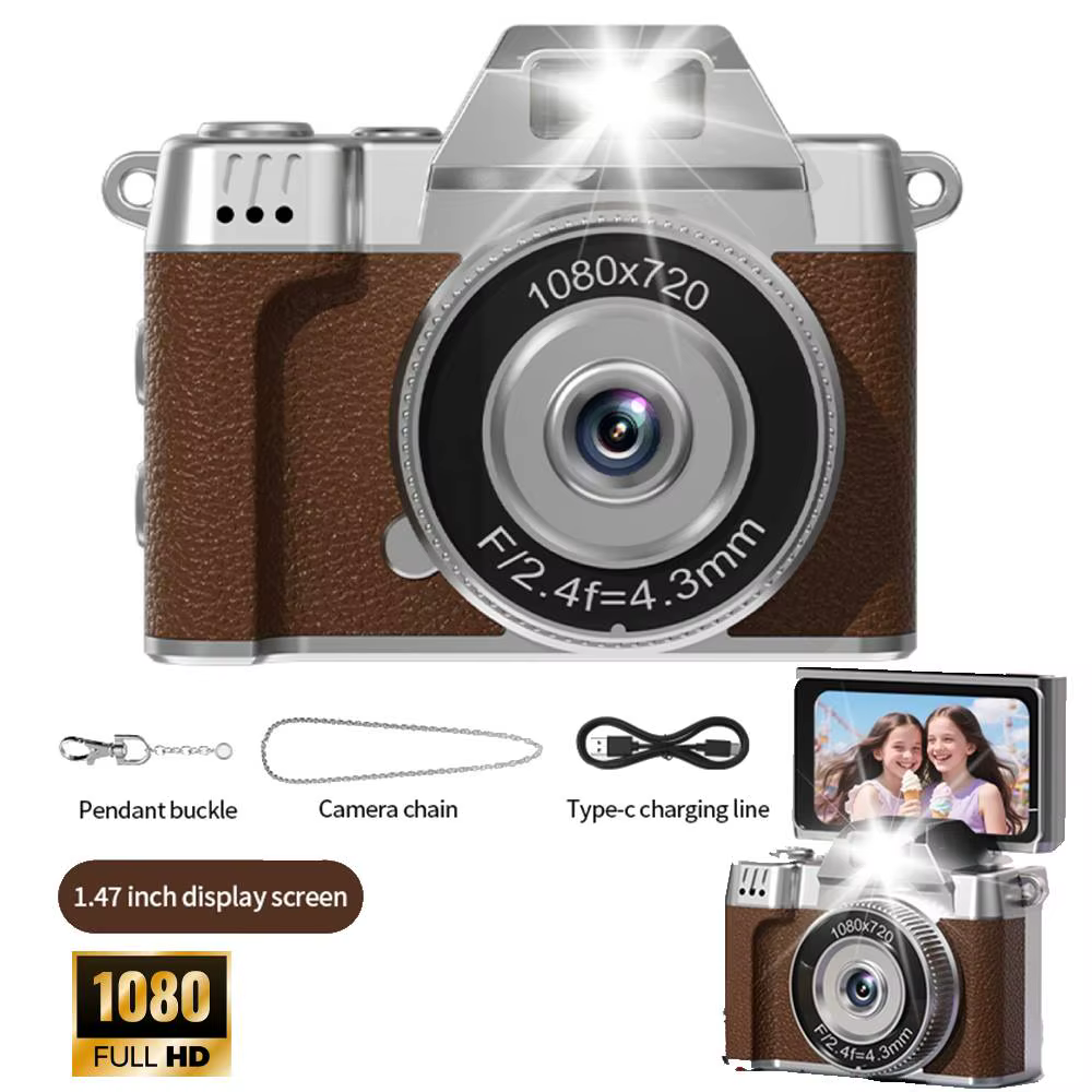 Caméra porte-clés miniature avec écran rabattable de 1,47 pouce, caméra CCD, mini caméra à pouce, enregistrement HD 1080P, caméscope numérique avec flash