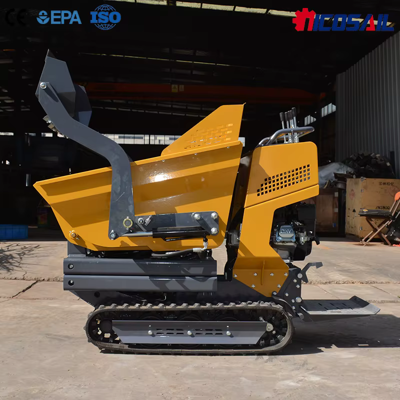 Mini-dumper sur chenilles de 500 kg pour jardin, avec logo personnalisé, chenilles en caoutchouc, levage hydraulique, pour la ferme