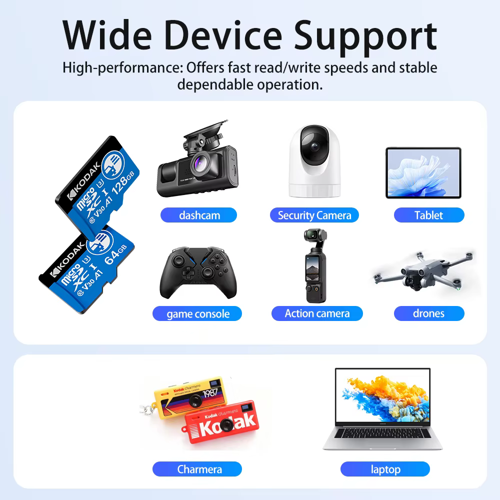 Carte Micro SD Kodak Ultra Mini Dash cam 256 Go 128 Go Carte mémoire SD TF Carte mémoire flash Cartes mémoire 64 Go 32 Go pour voitures Téléphone