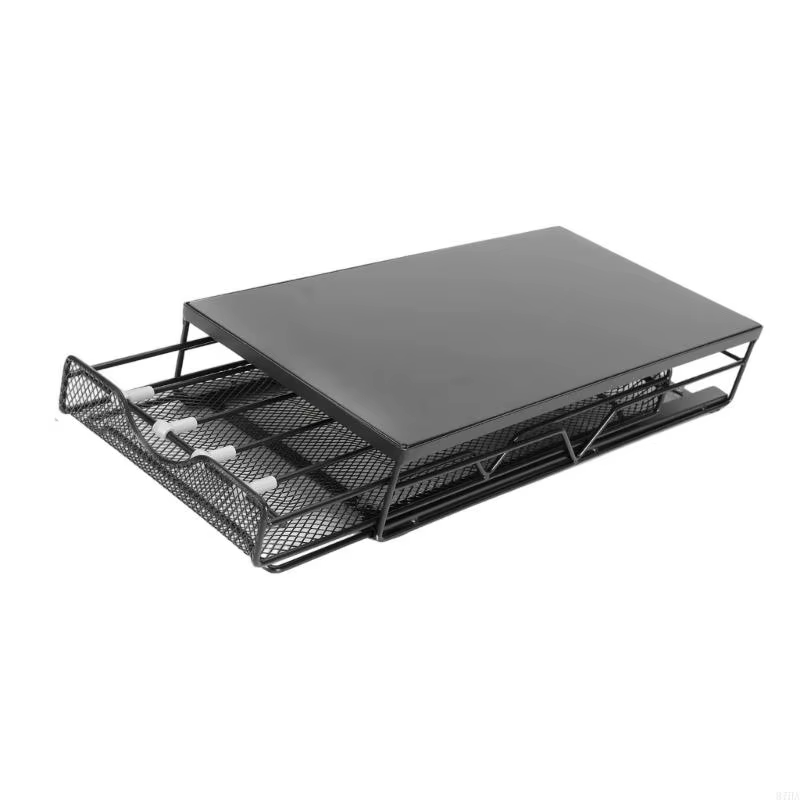 Tiroir rangement à café, support comptoir en acier carbone avec panier coulissant plate-forme à dessus plat pour en