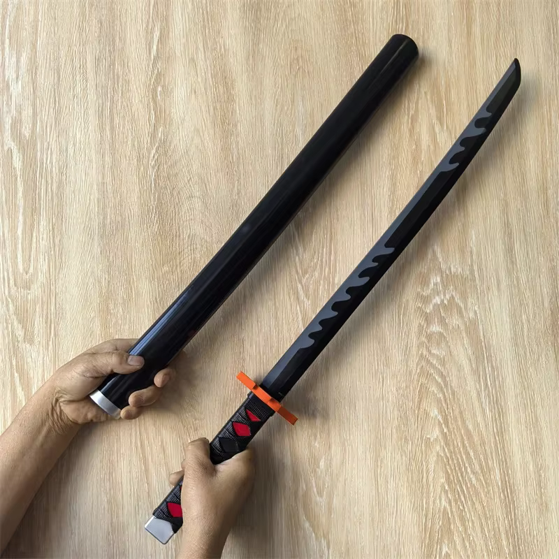 Épée Katana Demon Slayer assemblée, accessoires de Cosplay, Anime Orange Tomioka Giyuu Kamado Tanjirou, épées 72cm